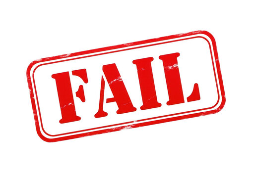 Red stamp with fail text indicating an error or rejection