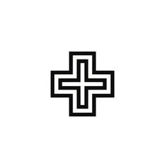 Obraz premium Geometric white plus sign on black background