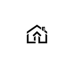 Obraz premium House icon outline symbol against black background
