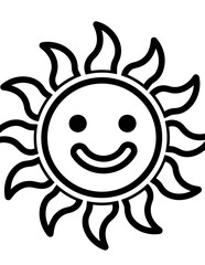 Obraz premium A smiling cartoon sun with rays.
