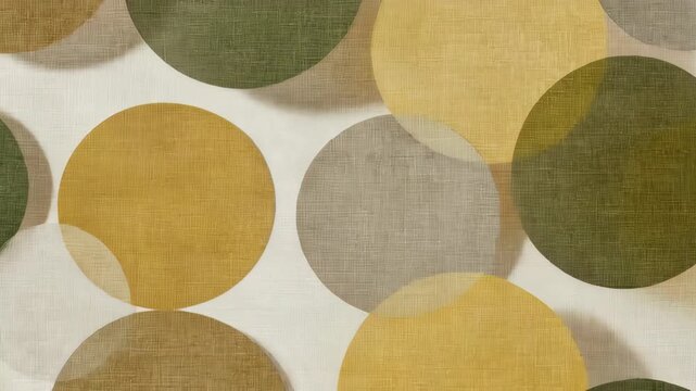 Animated abstract background featuring semi-transparent overlapping circles with fabric texture in retro earthy tones.