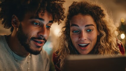Couple reacts in surprise at tablet news