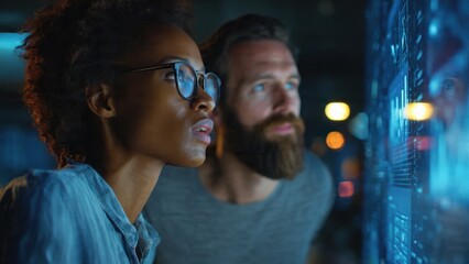 Futuristic Tech Team Analyzing Data