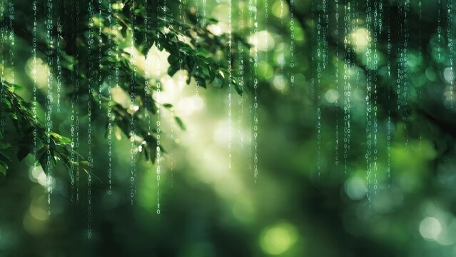 Green Matrix Code Background