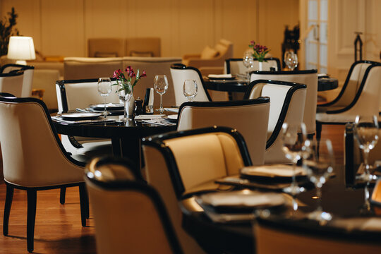 Elegant Restaurant Interior with Set Tables