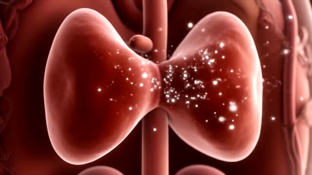 Anatomical illustration of human thyroid gland.