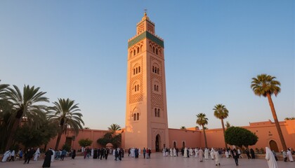 Obraz premium Low angle view of Koutoubia Mosque in Marrakesh, Morocco 
