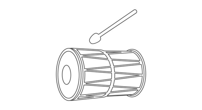 Drum with Mallet Illustration Simple Design.