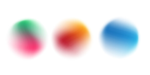 Set color circle gradient noise gradation. Abstract colorful watercolor blur mesh on isolated transparent background