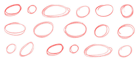 red circle mark. transparent hand drawn oval shape brush stroke for marking mistake in exam paper © Nexira