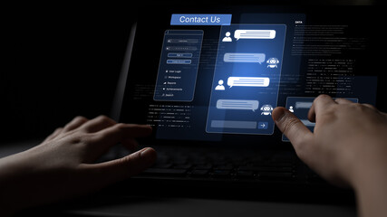 A user interface showing a conversational AI chatbot providing customer service. This virtual assistant answers user questions and provides support through an online platform. Fermion
