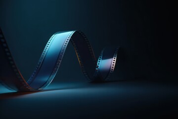 Curved film strip comes to life in a dark space