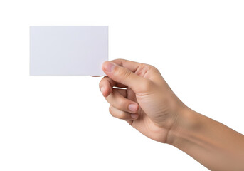 Fototapeta premium A hand holding a blank white greeting card