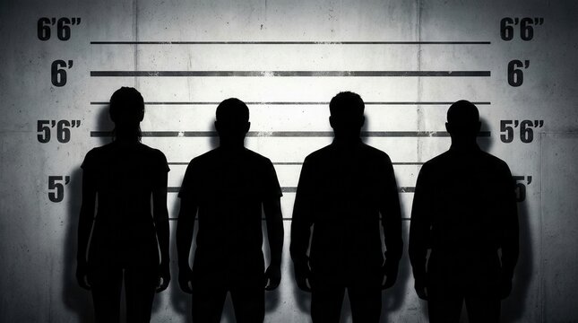 People standing in police lineup for identification