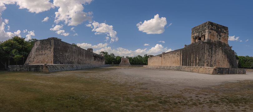 Panoramic view of the Great Ballcourt - Chichen Itza, Yucatan, Mexico
