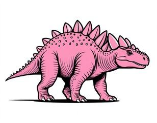 Fototapeta premium A pink dinosaur standing on its hind legs, ready for action