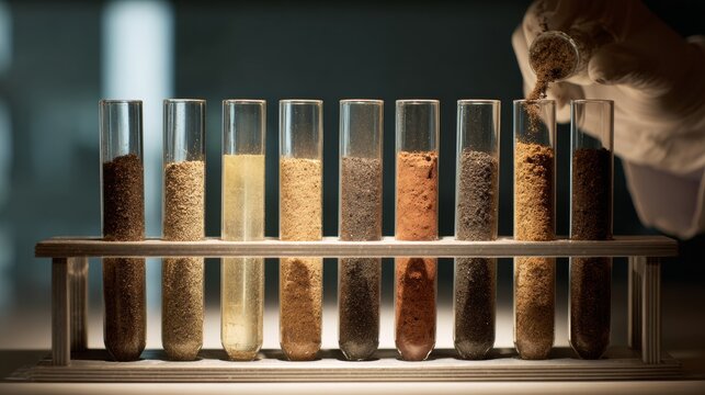 jars with sand in a laboratory