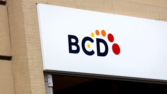 berlin, berlin, germany - 10 02 2026: a bcd company sign