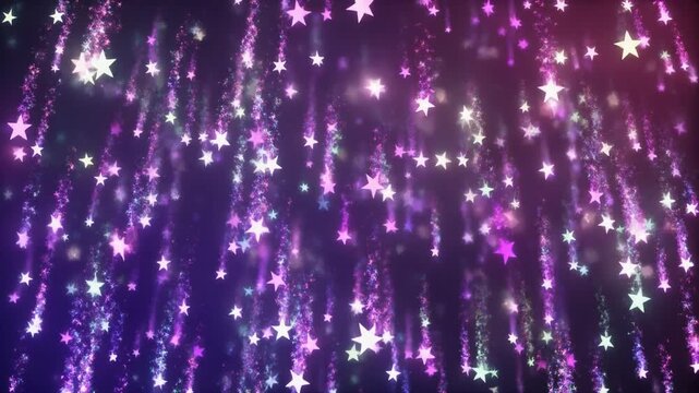 Magical Colorful Falling Stars and Sparkling Particles Background Generative AI