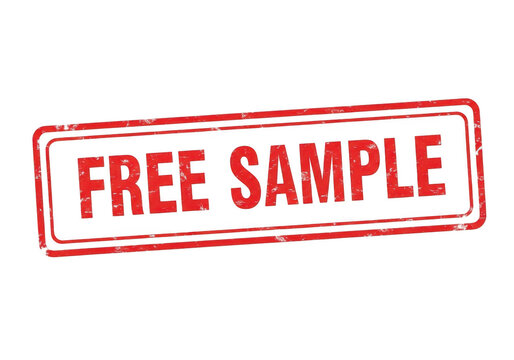 Red stamp indicating free sample for promotional or marketing use