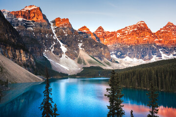 Moraine Lake Turquoise Water in Banff National Park Alberta Canadian Rockies