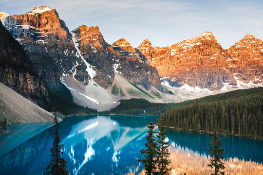 Turquoise Moraine Lake and Valley of the Ten Peaks in Banff National Park Canadian Rockies