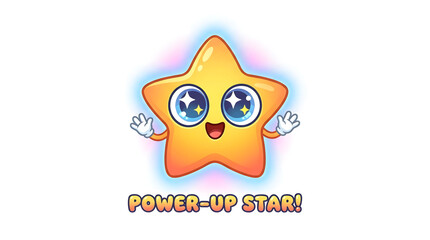 Obraz premium Happy cartoon star with eyes.