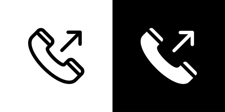 Outgoing Phone Call icon concept with flat Black White Background. Vector illustration.