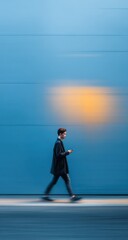 Obraz premium Man Walking Alone in City Street.