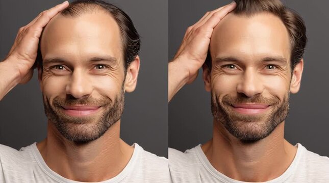 Hair Restoration Comparison: Captivating the transformative journey of male hair restoration, showcasing the stunning difference before and after treatment.