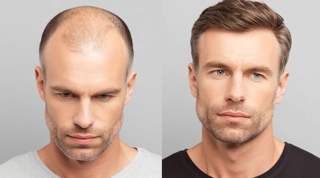 Hair Transformation: A before-and-after image highlights the remarkable difference a hair restoration procedure can make.
