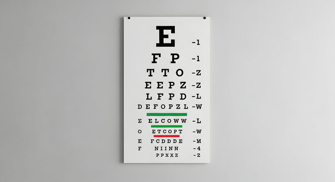 Eye chart used by optometrists to measure visual acuity and prescribe corrective lenses