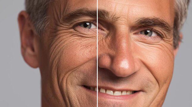 Age-Defying Transformation: A visual narrative of skin's rejuvenation, unveiling the contrast between aged and revitalized aspects.