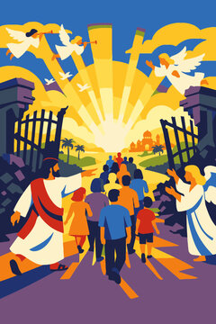 The Harrowing of Hell with Righteous Souls Entering Paradise