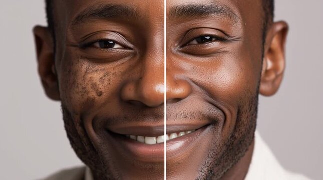 Radiant Skin Transformation: A striking before-and-after portrait unveils the remarkable journey of skincare, showcasing a refreshed complexion and renewed confidence.