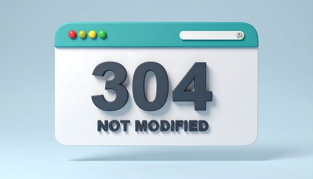 Clean browser style interface illustrating 304 Not Modified HTTP status code used for cached webpage validation handling