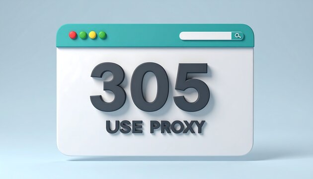 Clean browser window interface illustrating 305 Use Proxy HTTP status code used for proxy server web connection handling