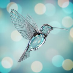 Fototapeta premium Glass Hummingbird on Bokeh Background