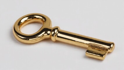 Golden key on light background