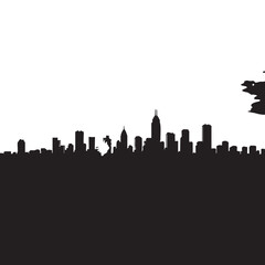 Fototapeta premium A city skyline silhouette at golden hour with buildings standing tall