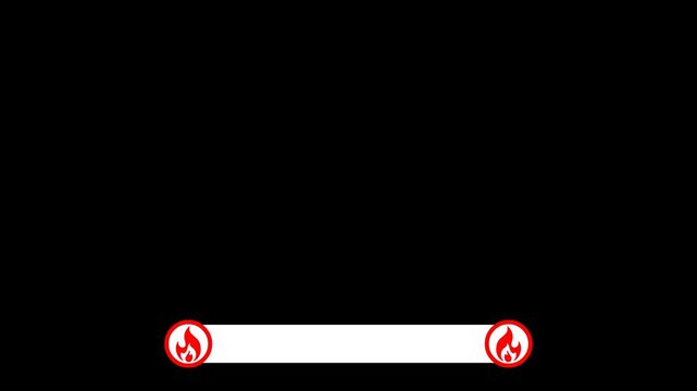 simple lower third banner animation with fire logo, transparent background