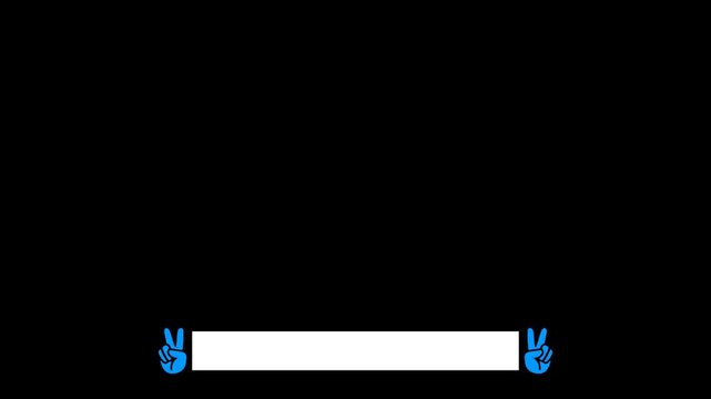 simple lower third banner animation with peace symbol, transparent background