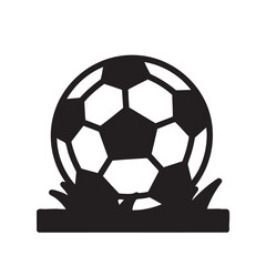 Obraz premium Elegant monochromatic emblem of a soccer ball grounded in turf, celebrating the universal spirit of sport and competition