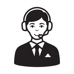Customer service operator wearing a headset and tie, representing communication and support