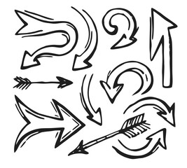 Fototapeta premium Hand Drawn Arrow Vector Collection Black and White