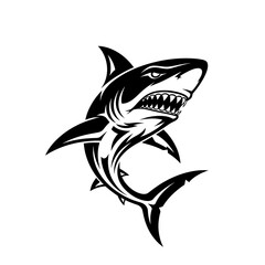 Obraz premium Aggressive shark illustration with sharp teeth and open mouth, a symbol of power and danger