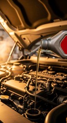 Obraz premium Engine Oil Change - Maintaining Vehicle Performance and Longevity.