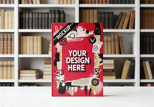 Standing Book Bookshelf Background Mockup