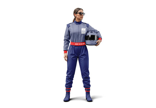 Woman Wearing Full Racing Kit Mockup