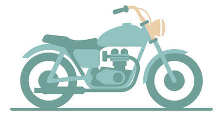 Fototapeta premium Flat illustration of a classic vintage motorcycle depicting a retro side view for transportation and lifestyle design